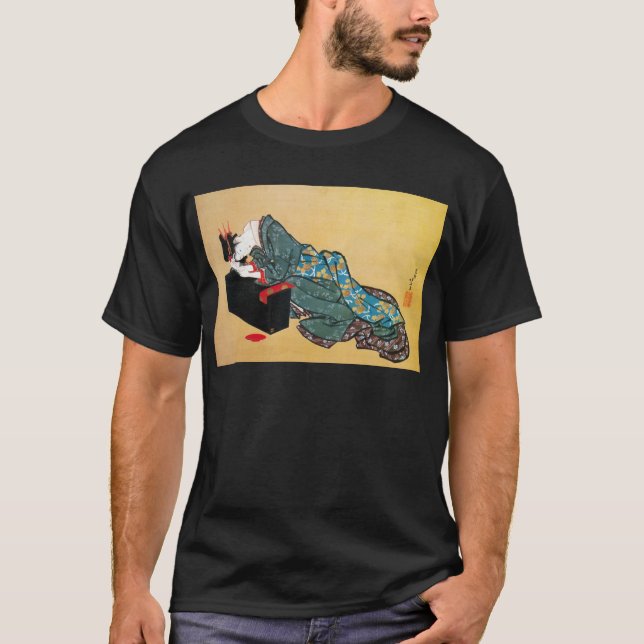 T-shirt 酔った女, femme bue par 北斎, Hokusai (Devant)