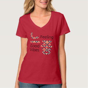 T-shirt 느 좋 Sentent Good Vibes Femme de base V-Neck T-S [1