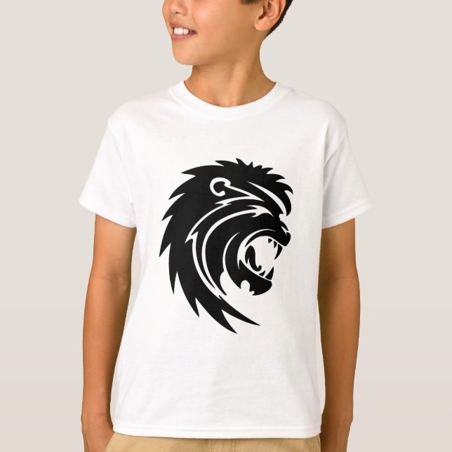 T-shirt 007-lion3111906 ROARING LION BLACK WHITE TATTOO (Devant)