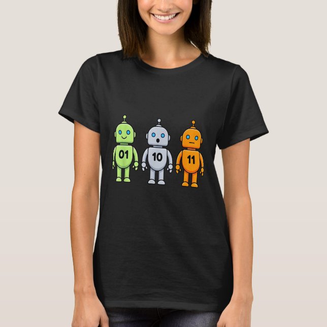 T-shirt 01 10 11 programmation de robot drôle hommes femme (Devant)