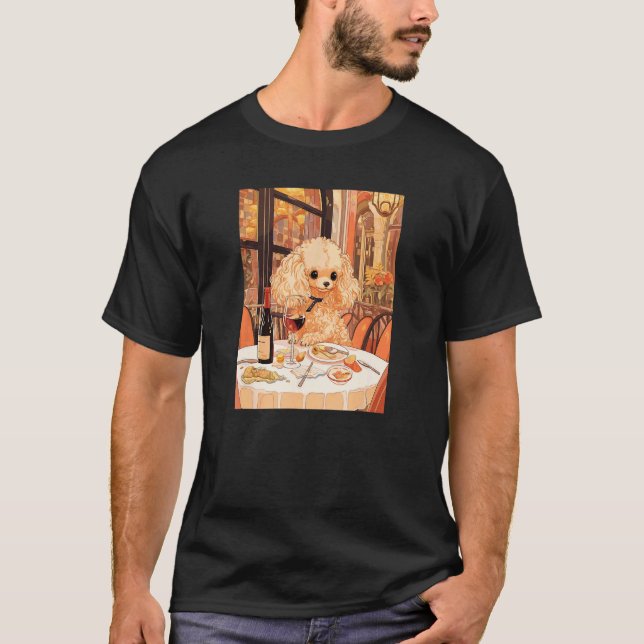 T-shirt 01 Caniche Jouet Vin Drôle Boisson Chien (Devant)