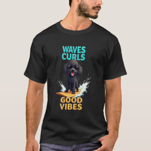 T-shirt 01 Caniche noir cool Chien de surf