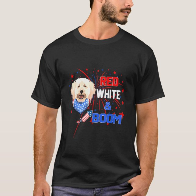 T-shirt 01 Caniche Rouge Blanc Boom 4 Juillet (Devant)