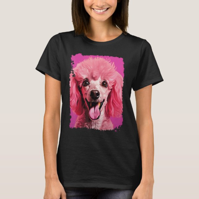 T-shirt 01 Chien Caniche Rose (Devant)