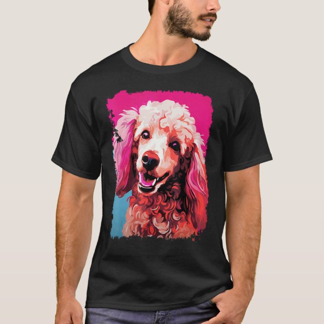T-shirt 01 Chien Caniche Rose (Devant)