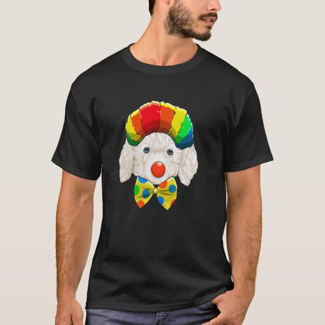 T-shirt 01 Clown Blanc Chien de Cirque Caniche (Devant)