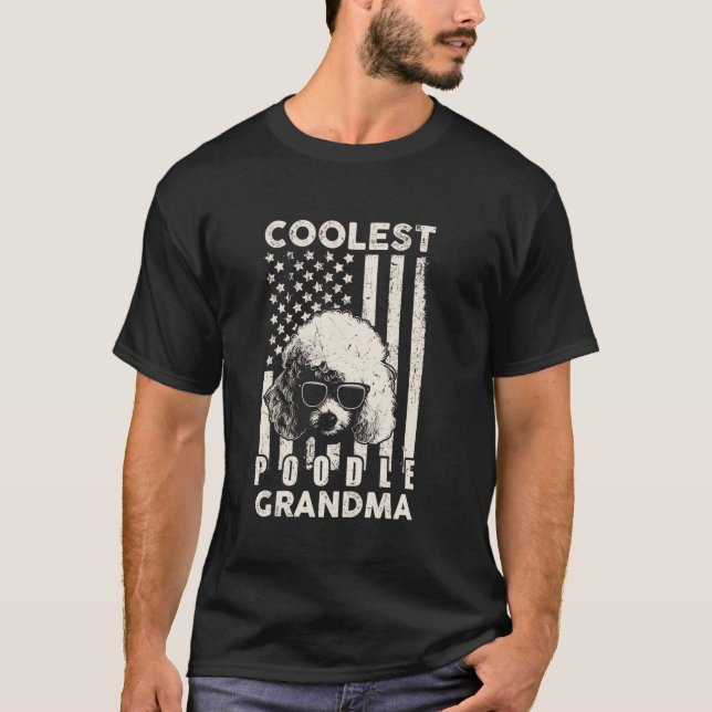 T-shirt 01 Grand-mère Caniche la plus cool Drapeau américa (Devant)