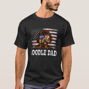 T-shirt 01 Hommes Vintage Caniche Papa Drapeau Américain F