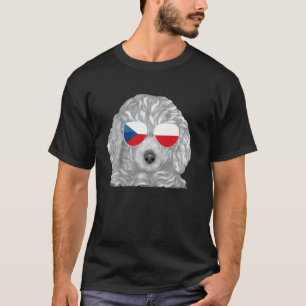 T-shirt 01 Lunettes de soleil drapeau tchèque Chien Canich