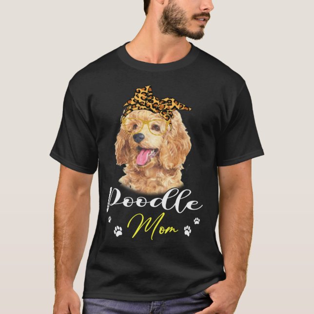 T-shirt 01 Maman Caniche Imprimé Léopard Chien (Devant)