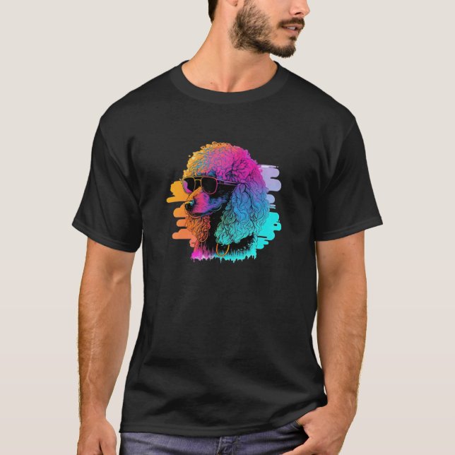 T-shirt 01 Poodle s esthétique Rétro Synthwave (Devant)