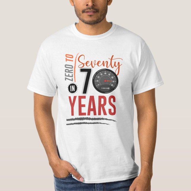 T-shirt 0 à 70 en 70 ans fête d'anniversaire (Devant)