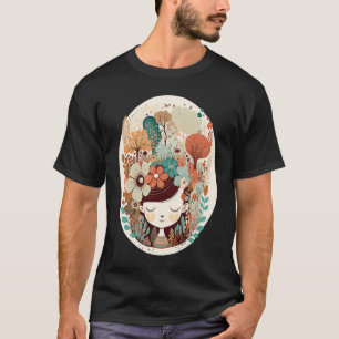 T-shirt 0 Fille Cottagecore Fleur Forêt Santé Mentale Awa