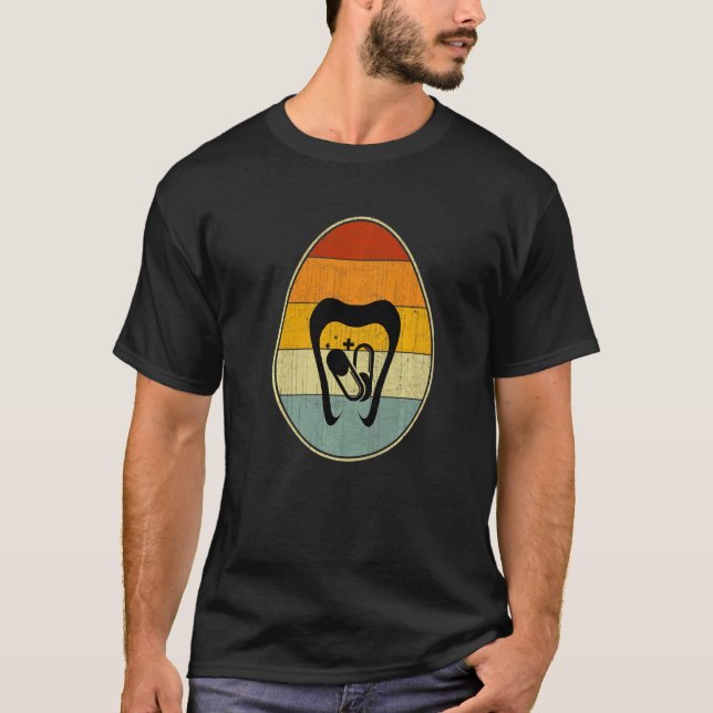 T-shirt 0 Graphisme de Œuf de Pâques de Style Rétro Drôle  (Devant)
