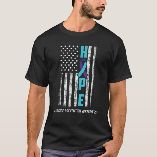 T-shirt 0 Hope Drapeau États-Unis Ruban de Sensibilisation (Devant)