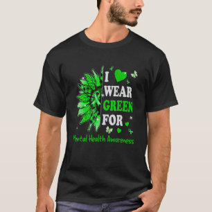 T-shirt 0 I Nous Portons Le Ruban Vert Tournesol Santé Men