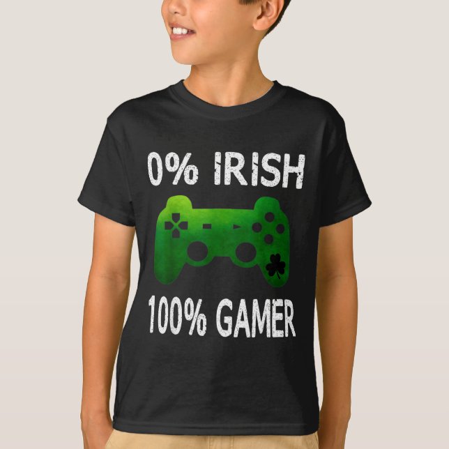 T-shirt 0% Irish 100% Gamer Funny St Patricks Day Video Ga (Devant)