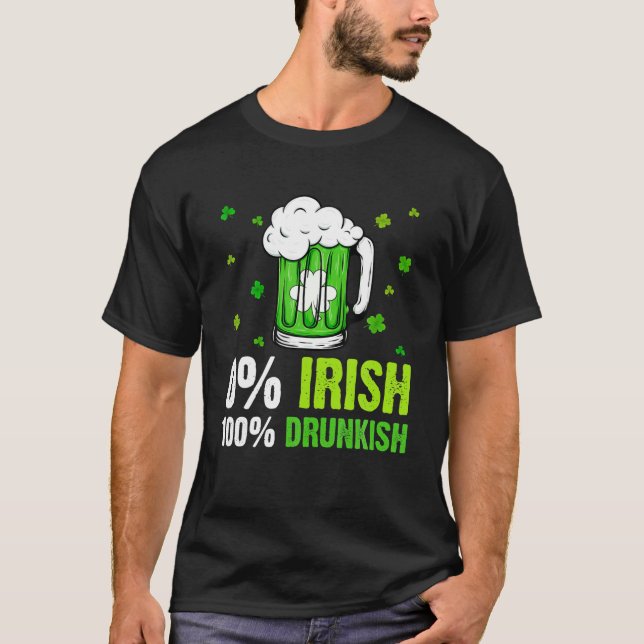 T-shirt 0% Irlandais 100% Drunkish Drinking Loover St Pat (Devant)