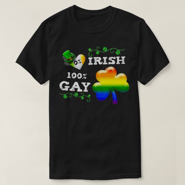 T-shirt 0 Irlandais 100 Gay Funny St Saint Patricks Jour 1 (Design devant)