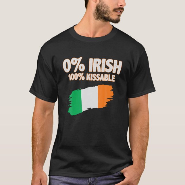 T-shirt 0% Irlandais 100% Kissable Irish Drapeau Pa (Devant)