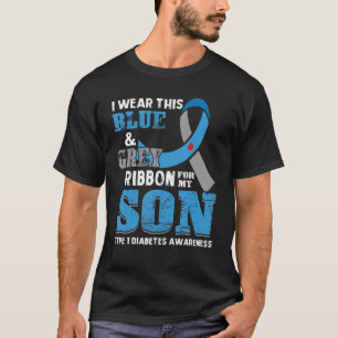 T-shirt 0 Je Porte Ce Ruban Bleu Et Gris Pour Mon Fils Dia