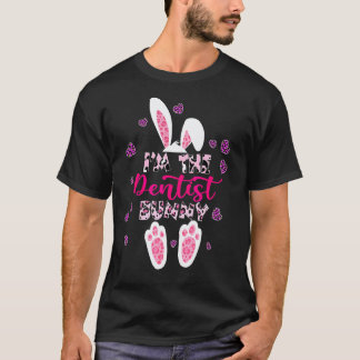 T-shirt 0 Je suis le lapin dentiste floral léopard à carre