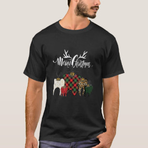 T-shirt 0 Noël Dentiste Drôle Léopard Carreaux Dentaires C
