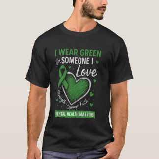 T-shirt 0 Santé mentale Je porte du vert pour la sensibili