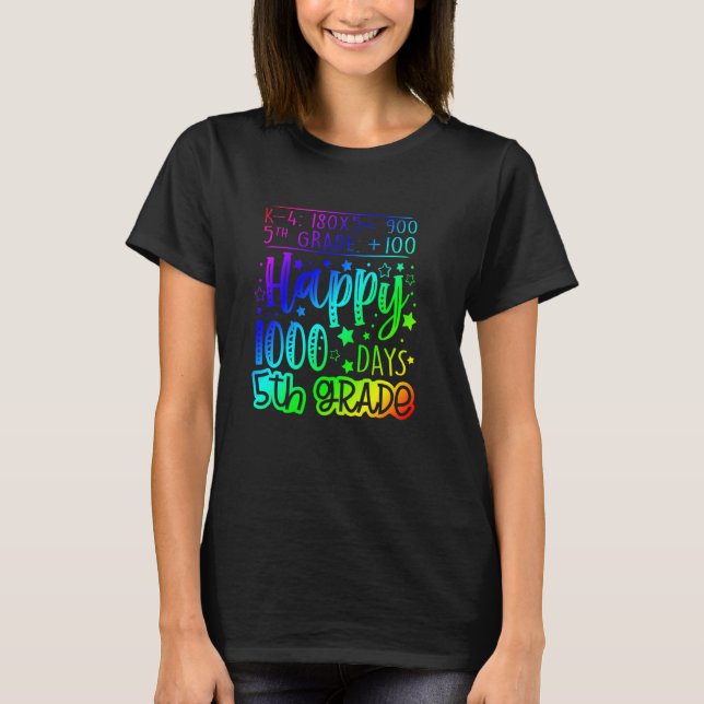 T-shirt 1000 jours Enseignant de 5e année intelligent 100e (Devant)