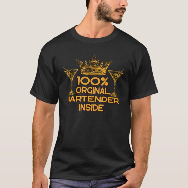 T-shirt 100 barman original dans la barre (Devant)