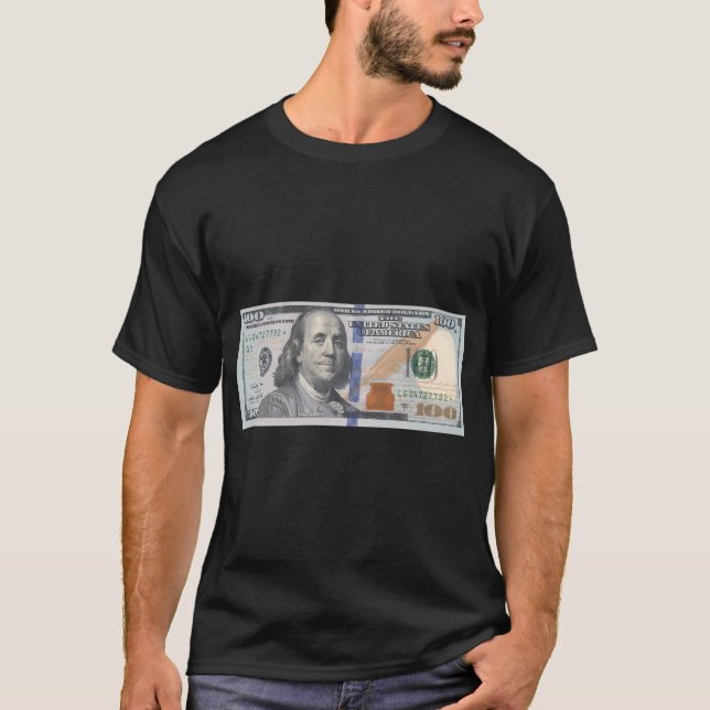 T-shirt 100 Billet De 100 Dollars Imprimé À L'Arrière (Devant)