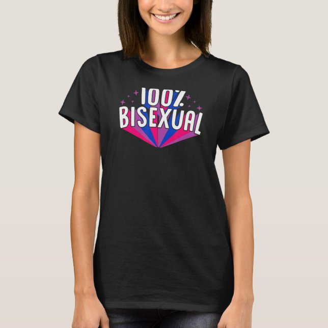 T-shirt 100% Bisexuel Pride Style Esthétique Bi Stuf (Devant)