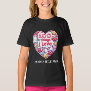 T-shirt 100 choses que j'aime" Kawaii Design - mignon