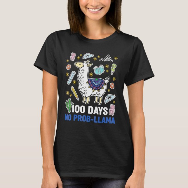 T-shirt 100 Day of School No Prob-Llama Outfits 100th Days (Devant)