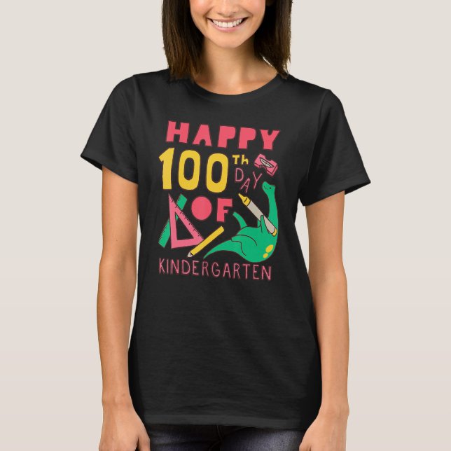 T-shirt 100 days 100th Day Of School Kindergarten (Devant)