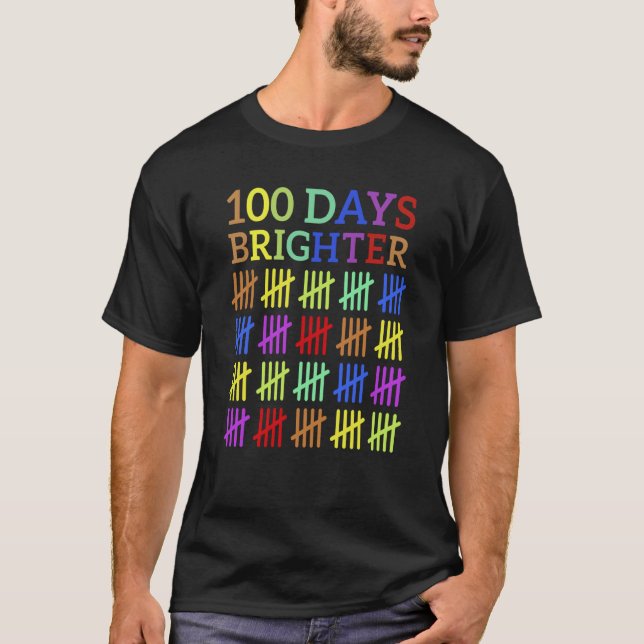 T-shirt 100 Days Brighter 100th Day of School or Kindergar (Devant)