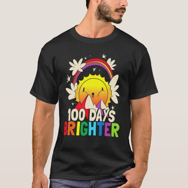 T-shirt 100 Days Brighter  Funny 100th Day Of School Rainb (Devant)