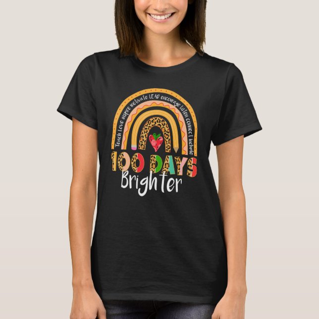 T-shirt 100 Days Brighter Happy 100th Day Of School Rainbo (Devant)