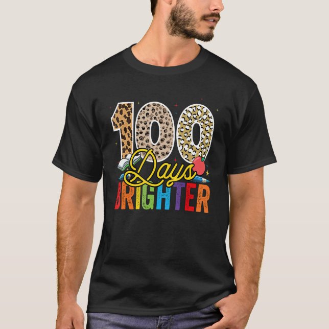 T-shirt 100 Days Brighter Leopard For Teachers And Kids St (Devant)