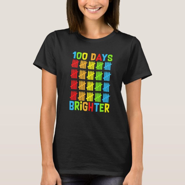 T-shirt 100 Days Brighter Teachers Kids Child Happy 100 Da (Devant)