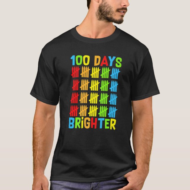 T-shirt 100 Days Brighter Teachers Kids Child Happy 100 Da (Devant)