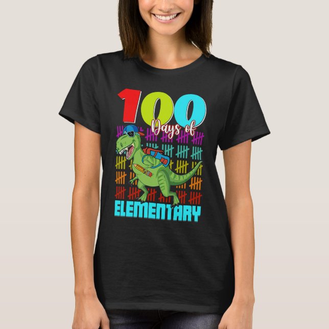 T-shirt 100 Days Elementary Dinosaur Rex Dinosaur  Boys Ki (Devant)