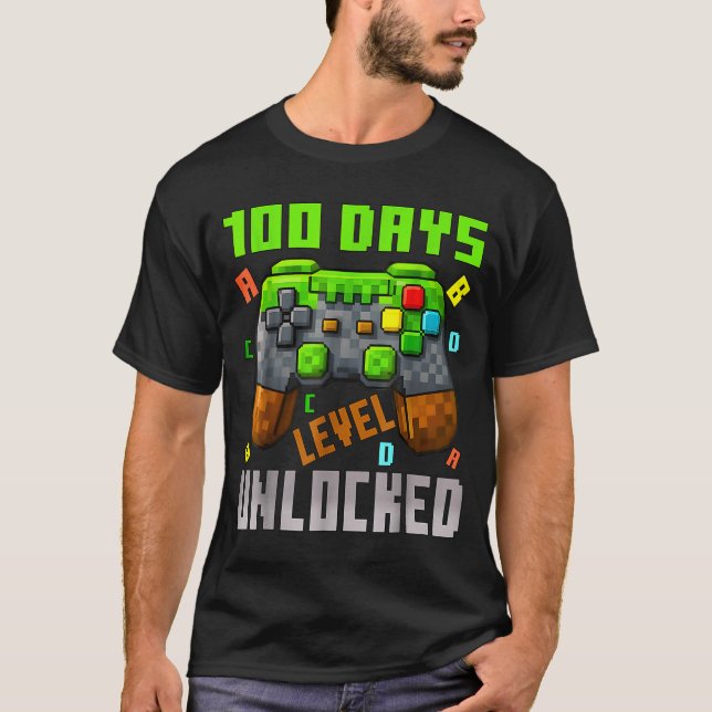 T-shirt 100 Days Level Unlocked Gaming 100 Days Of School  (Devant)