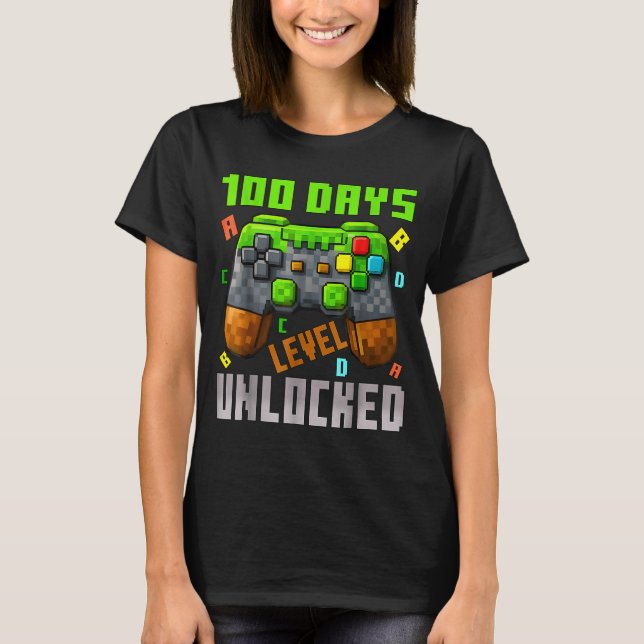 T-shirt 100 Days Level Unlocked Gaming 100 Days Of School  (Devant)