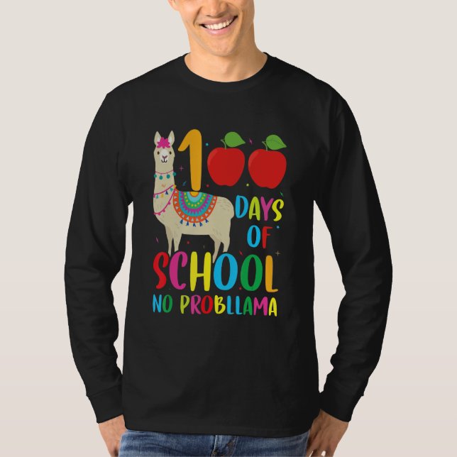 T-shirt 100 Days Llama Alpaca Pun Meme Sarcastic 100th Day (Devant)