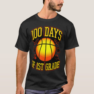 T-shirt 100 Days Of 1st Grade Themed Basketball Player