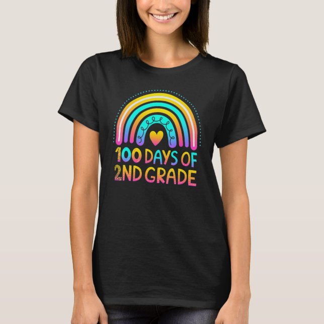 T-shirt 100 Days Of 2nd Grade 100th Day Of School Teacher  (Devant)
