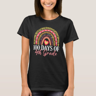T-shirt 100 Days Of 4th Grade 100th Day Of School Rainbow