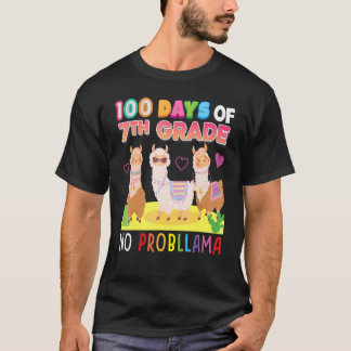 T-shirt 100 Days Of 7th Grade No Probllama 100th Day Schoo