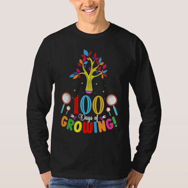 T-shirt 100 Days Of Growing 100 Days Of School Tree Kids T (Devant)